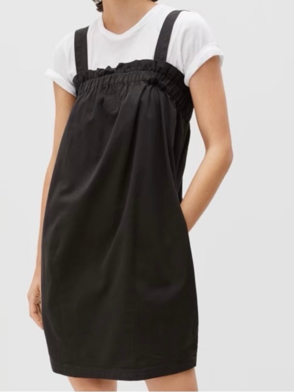Everlane The Paperbag Dress Black Organic Cotton Stretch Mini Women's Sz Medium
